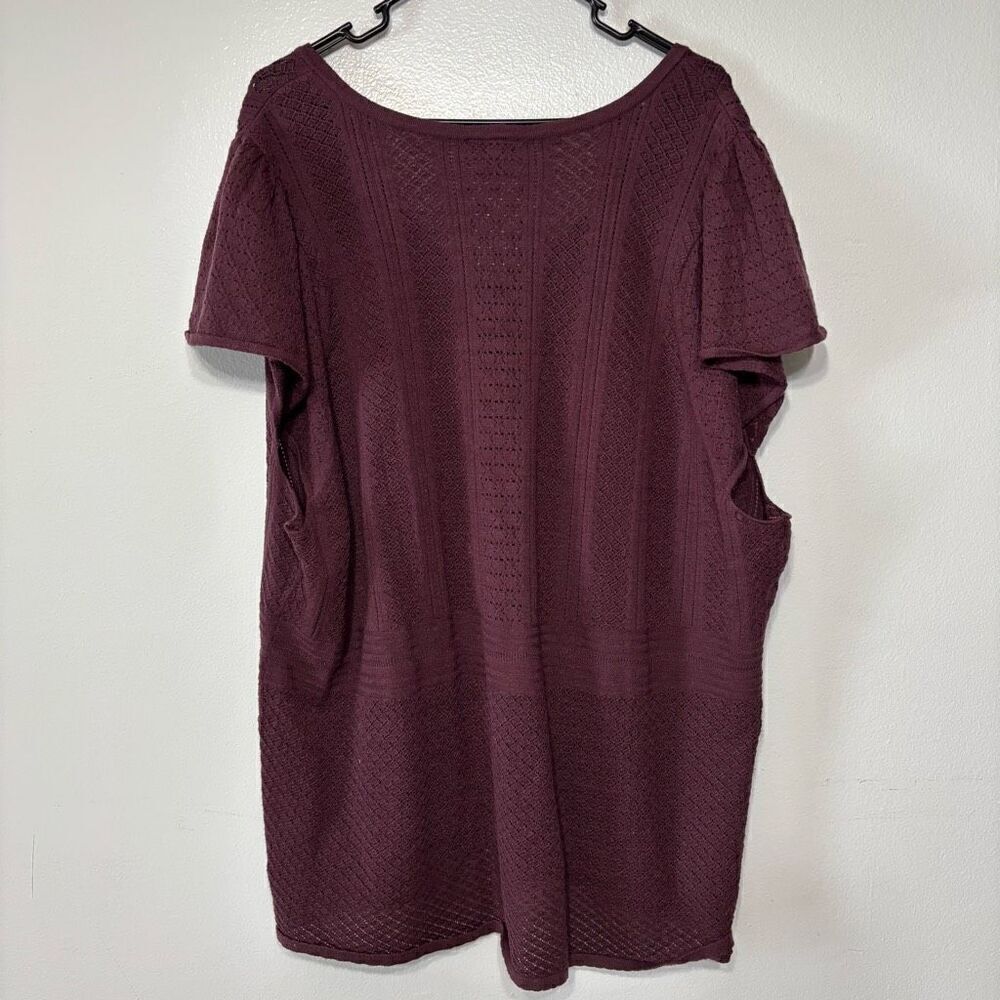 Torrid Everyday Maroon Soft Pullover Pointelle Knit Sweater - Picture 4 of 6